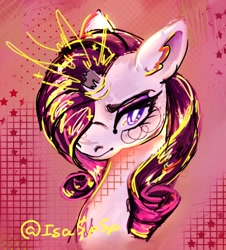 Size: 960x1060 | Tagged: safe, artist:isaspsp, derpibooru import, rarity, pony, unicorn, broken horn, horn, solo