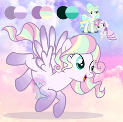 Size: 1185x1171 | Tagged: safe, artist:shiee-artopia223, derpibooru import, sweetie belle, vapor trail, pegasus, pony, base used, eyelashes, female, filly, flying, foal, fusion, mare