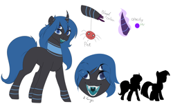 Size: 4882x2951 | Tagged: safe, artist:highrolleryt, derpibooru import, oc, oc only, pony, unicorn, :d, bust, choker, fangs, glowing, glowing horn, horn, multiple eyes, open mouth, open smile, simple background, smiling, solo, unicorn oc, white background