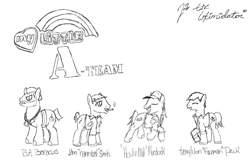 Size: 1023x668 | Tagged: safe, derpibooru import, earth pony, friendship is magic, g4, crossover, sketch, the a team