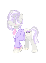 Size: 3004x4049 | Tagged: safe, artist:lavender-bases, artist:vernorexia, derpibooru import, lily lace, marble pie, oc, pony, unicorn, body markings, clothes, coat markings, cravat, femboy, feminine stallion, fusion, geode, gray mane, hair over eyes, heart, jabot, makeup, male, multicolored mane, pie sisters, purple mane, short mane, siblings, simple background, sisters, solo, stallion, straight mane, suit, transparent background