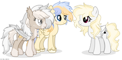 Size: 3486x1721 | Tagged: safe, artist:suramii, derpibooru import, oc, oc only, oc:amalia, oc:cuddy, oc:souvenir, bat pony, pegasus, pony, deviantart watermark, female, mare, obtrusive watermark, simple background, transparent background, watermark