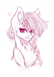 Size: 1280x1811 | Tagged: safe, artist:delfinaluther, derpibooru import, earth pony, pony, chest fluff, ear fluff, ears, female, fluffy, heart, heart eyes, pink, sketch, smiling, solo, wingding eyes