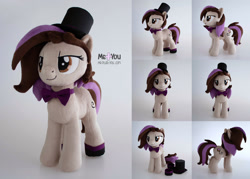 Size: 1280x917 | Tagged: safe, artist:meplushyou, derpibooru import, oc, oc:bowtie, earth pony, pony, female, hat, irl, mare, photo, plushie, solo, top hat