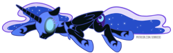 Size: 1400x430 | Tagged: safe, artist:jennieoo, derpibooru import, nightmare moon, alicorn, pony, defeated, lying down, simple background, solo, transparent background, vector