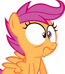 Size: 2300x2608 | Tagged: safe, artist:nsaiuvqart, derpibooru import, scootaloo, pegasus, pony, female, filly, foal, high res, mismatched eyes, simple background, solo, transparent background, vector