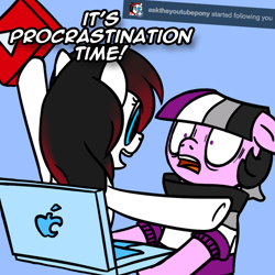 Size: 800x800 | Tagged: safe, artist:thedragenda, derpibooru import, oc, oc:ace, pony, ask-acepony, computer, laptop computer, ponified, youtube