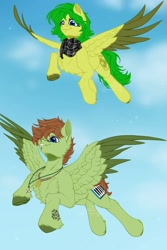 Size: 1000x1500 | Tagged: safe, artist:querisyart, oc, oc only, pegasus, pony, commission, duo