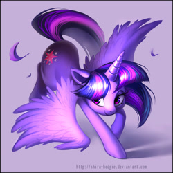 Size: 3424x3424 | Tagged: safe, artist:shira-hedgie, derpibooru import, twilight sparkle, twilight sparkle (alicorn), alicorn, pony, dancing, feather, female, mare, solo, spread wings, wings