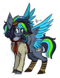 Size: 726x942 | Tagged: safe, artist:tayga-niko-j, derpibooru import, oc, oc only, pegasus, pony, clothes, colored wings, female, goggles, mare, pegasus oc, simple background, solo, transparent background, two toned wings, wings