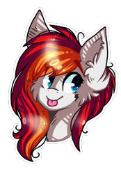 Size: 768x1101 | Tagged: safe, artist:tayga-niko-j, derpibooru import, oc, oc only, earth pony, pony, :p, bust, ear fluff, ears, earth pony oc, eye clipping through hair, eyelashes, simple background, smiling, solo, tongue, tongue out, transparent background