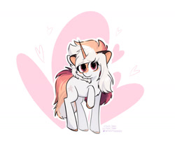 Size: 1280x1028 | Tagged: safe, artist:yumiy_salin, derpibooru import, oc, oc:sketch fluffy, unicorn, female, heart, looking at you, mare, simple background, sketch, solo