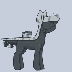 Size: 3000x3000 | Tagged: safe, artist:t72b, derpibooru import, boatpony, original species, pony, boat, camouflage, female, mare, ponified, simple background, solo, submareine, submarine, type ix, u-boat