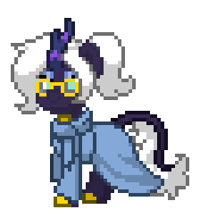 Size: 224x244 | Tagged: artist needed, source needed, safe, derpibooru import, oc, oc only, oc:violet laziek, kirin, pony, animated, clothes, dress, female, gif, glasses, kirin oc, pony town, scarf, simple background, solo, transparent background, trotting
