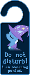 Size: 1566x3828 | Tagged: safe, artist:thorinair, derpibooru import, trixie, pony, unicorn, clothes, do not disturb, door knob hanger, eyes closed, female, hat, mare, simple background, solo, transparent background, trixie's hat