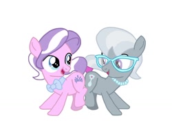 Size: 1024x768 | Tagged: safe, artist:chanyhuman, derpibooru import, diamond crown, diamond tiara, silver platter, silver spoon, earth pony, pony, bowtie, bump bump sugar lump rump, butt to butt, butt touch, colt, cute, duo, foal, glasses, jewelry, male, my little colt, necklace, pearl necklace, rule 63, simple background, white background