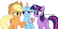 Size: 1076x535 | Tagged: safe, artist:pastel-pocky, derpibooru import, applejack, rainbow dash, twilight sparkle, twilight sparkle (alicorn), alicorn, earth pony, pony, bald, base, simple background, transparent background