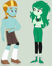 Size: 444x564 | Tagged: safe, artist:matthewjabeznazarioa, derpibooru import, rockhoof, wallflower blush, equestria girls, crossover, equestria girls-ified, exeron fighters, exeron outfit, martial arts kids, martial arts kids outfit