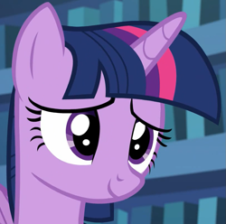 Size: 813x808 | Tagged: safe, derpibooru import, screencap, twilight sparkle, twilight sparkle (alicorn), alicorn, pony, every little thing she does, season 6, adorkable, cropped, cute, dork, female, mare, smiling, solo, twiabetes, twilight's castle