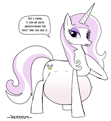 Size: 2487x2721 | Tagged: safe, artist:thenypod4, derpibooru import, fleur-de-lis, pony, unicorn, belly, big belly, female, horn, mare, pregnant, simple background, solo, white background