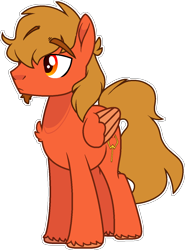 Size: 986x1334 | Tagged: safe, artist:rickysocks, derpibooru import, oc, oc only, pegasus, pony, chest fluff, eyebrows, eyebrows visible through hair, facial hair, folded wings, full body, goatee, hooves, male, outline, pegasus oc, raised eyebrow, simple background, solo, stallion, standing, tail, transparent background, unshorn fetlocks, white outline, wings