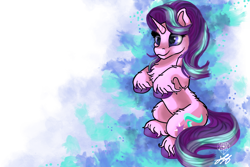 Size: 3000x2000 | Tagged: safe, alternate version, artist:stainedglasslighthea, derpibooru import, starlight glimmer, pony, unicorn, chest fluff, cute, female, fluffy, glimmerbetes, sitting, solo, unshorn fetlocks, wallpaper