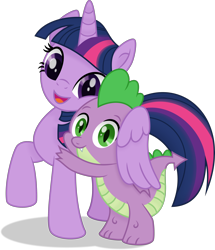 Size: 2908x3377 | Tagged: safe, artist:thatusualguy06, derpibooru import, spike, twilight sparkle, twilight sparkle (alicorn), alicorn, dragon, pony, .svg available, cute, duo, female, full body, gameloft, high res, hug, male, mare, open mouth, open smile, simple background, smiling, spikabetes, svg, transparent background, twiabetes, vector, winged spike, winghug, wings