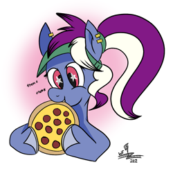 Size: 1167x1137 | Tagged: safe, artist:whirlwindflux, derpibooru import, oc, oc only, oc:single slice, earth pony, pony, female, food, mare, meat, pepperoni, pepperoni pizza, pizza, simple background, solo, white background