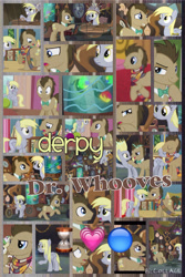 Size: 1200x1800 | Tagged: safe, artist:princessemerald7, derpibooru import, derpy hooves, doctor whooves, hayseed turnip truck, earth pony, pegasus, pony, season 5, slice of life (episode), collage, doctorderpy, female, male, mare, shipping, stallion, straight