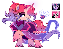 Size: 1280x994 | Tagged: safe, artist:mirrastat, derpibooru import, pinkie pie, twilight sparkle, twilight sparkle (alicorn), oc, alicorn, parasprite, pony, unicorn, base used, clothes, ethereal mane, female, horn, magical lesbian spawn, makeup, male, mare, offspring, parent:pinkie pie, parent:twilight sparkle, parents:twinkie, simple background, smiling, stallion, starry mane, transparent background, unicorn oc, unshorn fetlocks