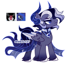 Size: 1280x1115 | Tagged: safe, artist:mirrastat, derpibooru import, lord tirek, princess luna, oc, alicorn, centaur, pegasus, pony, taur, base used, bedroom eyes, clothes, dress, female, interspecies offspring, jewelry, makeup, male, mare, necklace, offspring, parent:lord tirek, parent:princess luna, parents:tiluna, pegasus oc, simple background, smiling, stallion, transparent background, unshorn fetlocks, wings