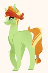 Size: 1826x2751 | Tagged: safe, artist:ryrxian, derpibooru import, oc, oc only, earth pony, pony, offspring, parent:applejack, parent:rockhoof, parents:rockjack, simple background, solo