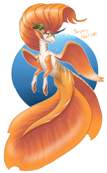 Size: 1613x2600 | Tagged: safe, artist:dragonademetal, derpibooru import, oc, oc only, hybrid, merpony, seapony (g4), bubble, crepuscular rays, female, fish tail, gills, horn, mare, ocean, orange eyes, orange mane, simple background, smiling, solo, spread wings, sunlight, swimming, tail, transparent background, underwater, water, wings