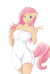 Size: 1920x2804 | Tagged: safe, artist:ucat, derpibooru import, oc, oc only, anthro, earth pony, clothes, commission, ear fluff, ears, earth pony oc, peace sign, simple background, smiling, solo, white background, ych result