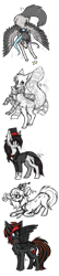 Size: 656x3043 | Tagged: safe, artist:tay-niko-yanuciq, derpibooru import, oc, oc only, dog, earth pony, pegasus, pony, clothes, earth pony oc, hat, lineart, pegasus oc, simple background, top hat, transparent background, wings