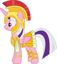 Size: 846x944 | Tagged: safe, artist:foxyfell1337, derpibooru import, twilight, twilight sparkle, pony, g1, g4, armor, athena sparkle, costume, g1 to g4, generation leap, simple background, solo, transparent background