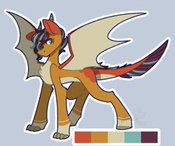 Size: 750x628 | Tagged: safe, artist:axelotl_1, derpibooru import, oc, dragon, hybrid, pony, color palette, crossbreed, crossbreeding, grayscale, monochrome, outline, solo, white outline