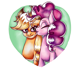 Size: 1809x1575 | Tagged: safe, artist:da_space_kase, artist:katsaka, artist:spacekase, derpibooru import, applejack, pinkie pie, earth pony, applepie, digital, fanart, female, lesbian, my little pony, pinkiejack, shipping