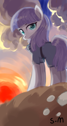 Size: 540x1012 | Tagged: safe, artist:starfallmoonlight, derpibooru import, maud pie, female, mare, standing, sunset