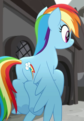 Size: 495x712 | Tagged: safe, derpibooru import, screencap, rainbow dash, rainbow roadtrip, butt, cropped, plot, rainbutt dash, solo