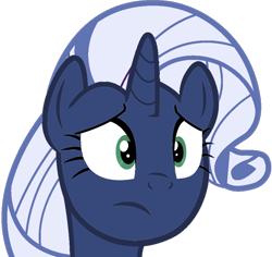 Size: 920x869 | Tagged: safe, artist:foxyfell1337, derpibooru import, rarity, original species, pony, unicorn, bust, female, frown, horn, mare, portrait, race swap, simple background, solo, transparent background, umbra pony