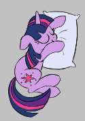 Size: 125x178 | Tagged: safe, artist:algoatall, derpibooru import, twilight sparkle, unicorn twilight, pony, unicorn, aggie.io, cute, ears, eyes closed, female, floppy ears, gray background, horn, lying down, mare, on side, picture for breezies, pillow, simple background, sleeping, solo, twiabetes