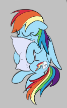 Size: 133x213 | Tagged: safe, artist:algoatall, derpibooru import, rainbow dash, pegasus, pony, aggie.io, cute, dashabetes, ears, eyes closed, female, floppy ears, gray background, lowres, mare, pillow, simple background, sleeping, solo