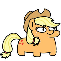 Size: 720x720 | Tagged: safe, artist:fluttershank, derpibooru import, applejack, earth pony, cowboy hat, hat, simple background, squatpony, transparent background