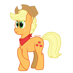 Size: 1000x1000 | Tagged: safe, artist:null-soka, derpibooru import, applejack, earth pony, applejack's hat, clothes, cowboy hat, female, hat, short hair