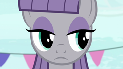 Size: 1280x720 | Tagged: safe, derpibooru import, screencap, maud pie, earth pony, pony, season 6, the gift of the maud pie, close-up, female, looking to side, looking to the right, mare, solo