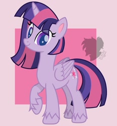 Size: 1246x1338 | Tagged: safe, artist:elguere, derpibooru import, twilight sparkle, twilight sparkle (alicorn), alicorn, pony, g4, my little pony: pony life, female, g4.5 to g4, generation leap, looking at you, mare, redesign, smiling, smiling at you, solo, unshorn fetlocks