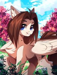 Size: 2300x3064 | Tagged: safe, artist:redchetgreen, derpibooru import, oc, oc only, pegasus, pony, cheek fluff, chest fluff, looking at you, raised hoof, raised leg, smiling, smiling at you, solo, tattoo