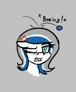 Size: 155x189 | Tagged: safe, artist:seafooddinner, derpibooru import, oc, oc only, oc:boeingpone, earth pony, pony, aggie.io, boeing, bust, cross-popping veins, ears, earth pony oc, female, floppy ears, gray background, gritted teeth, mare, one eye closed, onomatopoeia, pipis, simple background, solo, teeth, unamused