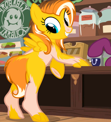 Size: 1317x1438 | Tagged: safe, artist:anonymous, derpibooru import, oc, oc:epic smiles, pegasus, pony, coffee, coffee mug, female, human to pony, male to female, mare, mug, rule 63, show accurate, species swap, starbucks, transformation, transgender transformation